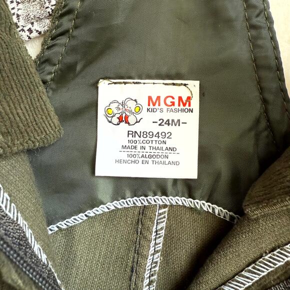 Vintage 90s MGM Kid's Fashion 3-Piece Overalls Set Boys 24M Corduroy Soccer Bear - Picture 9 of 10